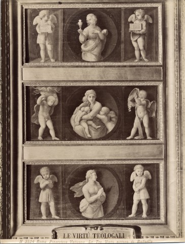Anonimo — Roma Pinacoteca Vaticano Le Tre Virtù pittura di Raffaello — insieme